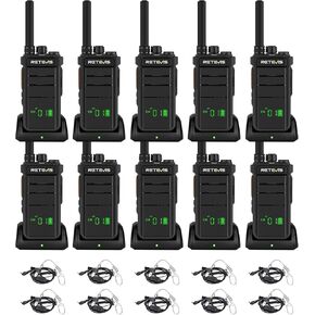 Retevis RB26H Walkie Talkies Long Range,Walkie Talkies with Earpiece, GMRS Radio, USB-C, Hidden Display, 2000mAh Battery, Flashlight, Two Way Radio Long Range for Hospitality Healthcare(10 Pack)