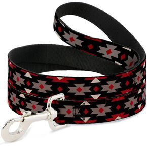 Buckle-Down Pet Leash - Navajo Red/Black/Gray/Red - 4 Feet Long - 1" Wide