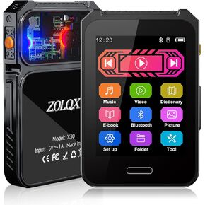 64GB Mp3 Player Bluetooth 5.3 with 2.4" Full Touch Screen,ZOLQX Portable Digital Music Player with Speaker,FM Radio, HiFi Lossless Sound, Voice Recording e-Book, Support up to 128GB (Black)