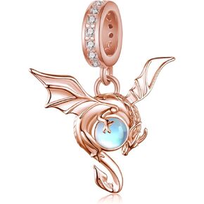 Dragon Charms 925 Sterling Silver Moonstone Dragon Beads Dragon Jewelry Gifts for Women