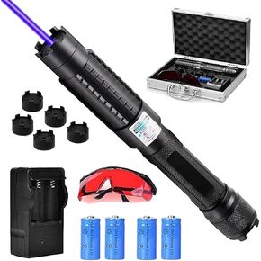 High Power Blue Light Long Distance Outdoor Flashlight Rechargeable Zoom Suitable for Camping Equipment