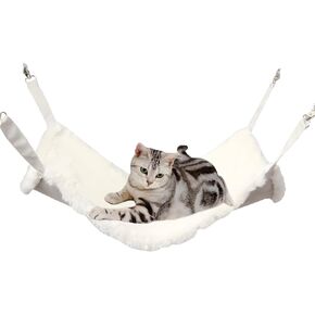 Andiker Cat Hammock, Reversible Cat Cage Hammock with Metal Hooks for Cats for Sleeping and Playing, 21.6 * 18.9 Inches Double-Sided Hanging Cat Bed to Hang in Cages or Under Chairs (Large)
