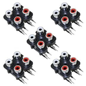 heyous 5PCS RCA Socket Connector RCA Socket Red and White Hole AV Concentric Seat 4 Holes Audio Interface Female Signal Multimedia Sound Plugger for Audio Video AV Coaxial Socket Connector
