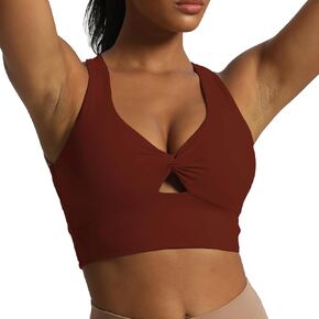 Aoxjox Women's Workout Sports Bras Twist Front Fitness Padded Training Gym Bra Yoga Crop Lola Tank Top