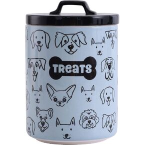 Bico Blue Dog Ceramic Treat Jar, for Dog and Puppy, Dishwasher Safe
