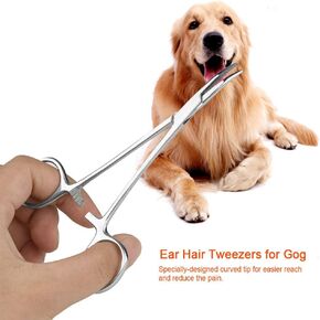Ear Hair Tweezers, Pet Ear Hair Tweezers Ergonomic Design Antislip Handle Stainless Steel Cleaning Clamp Rustresistant for Ear Hair Tweezers (Small)
