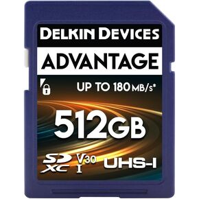 Delkin Devices 128GB Advantage SDXC Memory Card UHS-I - Up to 100MB/s Write, 180MB/s Read, Memory Cards for Cameras with C10, U3, V30, 4K UHD, Full Size SD Card in Saudi Arabia