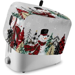 Snowman Toaster Cover 4 Slice, Christmas Tree Snowflake Seasonal Winter Bread Maker Cover Toaster Dust Cover with Pockets, Dust-Proof Cover for Kitchen Small Appliance 12x11x8in