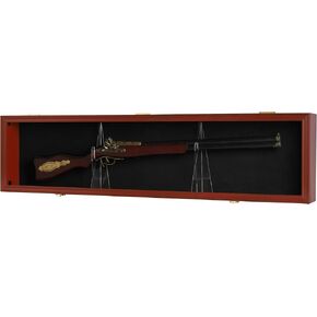 DisplayGifts 43" Rifle Shotgun Display Case Wall Mounted Rack Gun Storage Cabinet UV Protection Metal Bracket Lockable
