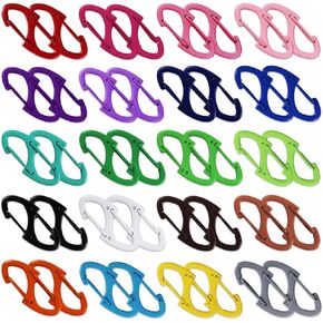 40 Pcs S Mini Carabiner Alloy Snap Hook Key Chain 1.6 Inch Candy Color Dual Wire Interlocking Tiny Biner Clip Attachment Team Camping Hiking Fishing
