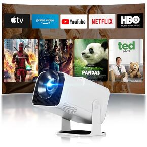 Smart Mini Projector with WiFi and Bluetooth,4k Portable Projector, 180° Rotating Adjustment with Android, Home Video Projector with Auto Keystone Correction(Black)