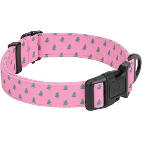 Taglory Christmas Dog Collar, Adjustable Holiday Dog Collars with Quick Release Buckle, Soft Polyester Cotton, Cute Santa Reindeer Pattern Collar for Small Medium Dogs Christmas Celebration, Green, M