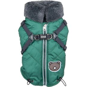 Puppia Isolde Mock Neck Full Zip up Warm Winter Jumper Vest with Integrated Harness for Small and Medium Dogs, Wine, Medium