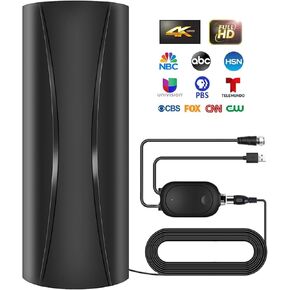 1100+ Miles Range TV Antenna, Digital TV Antenna Indoor with Amplifier and Signal Booster, Portable HD Antenna for TV Indoor Outdoor for Smart TV and Old TVs - 36ft Coax Cable - Support 8K 4K 1080p