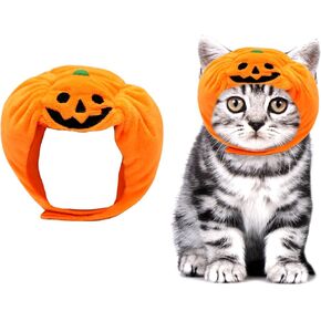 Cat Halloween Pumpkin Costume Dog, Adjustable Orange Pet Leaves Pumpkin Cap for Halloween Cosplay Costume Puppy Kitten Party Dress Up for Puppy Kitty Halloween Cosplay Costume