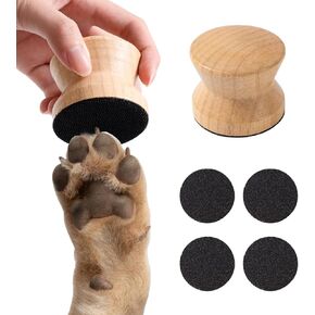 Dog Nail File with 4 Pcs Replaceable Sandpaper, No Pressure Dog Nail File, Wooden Dog Nail File Scraper Small Nail Scratch Board for Puppy (Wood)