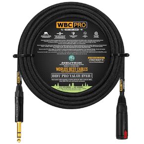 30 Foot - WBC-PRO-Quad Ultra-Silent, Ultra-Flexible, Balanced Star-Quad Headphone Extension Cable with ¼" (6.35mm) Neutrik Male TRS Plug to Locking Female TRS Jack & Black Tweed Jacket