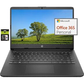 HP 14" Ultral Light Laptop for Students and Business, Intel Quad-Core N4120, 16GB RAM, 192GB Storage(64GB eMMC+128GB Ghost Manta SD Card), 1 Year Office 365, Webcam, HDMI, WiFi, USB-A&C, Win 11