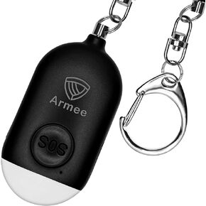 Armee Personal Self-Defense Alarm with SOS Alert Panic Button & LED Light, Rechargeable, 130db 2-Way Loud Siren & Strobe Light (Black)
