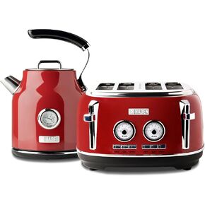 Haden Dorset 1.7 Liter Stainless Steel Electric Kettle with 360-Degree Base Bundled with 4 Slice Wide Slot Stainless Steel Toaster, Black & Copper