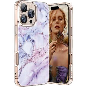 Marble Case for iPhone 16 Pro Max 5G, Soft Silicone Clear TPU Case for Women, 16 Pro Max Cute White Blue Marble Pattern Anti-Scratch Shockproof Protective Cover for iPhone 16 Pro Max 6.7-inch (Blue)