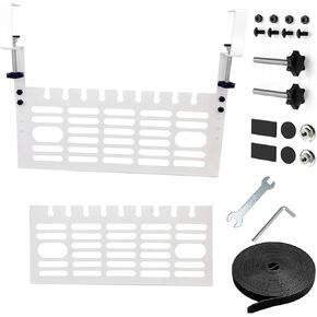 Under Desk Cable Management Tray White, Cable Management Under Desk No Drill, Cable O with Clamp for Desk Wire Management, desk cable organizer for Home, Office - No Damage to Desk