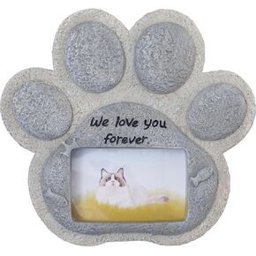 Pet Memorial Stones for Loss of Cat Dog Sympathy Gift - Pet Grave Markers Cat Memorial Gifts for Loss of Cat/Dog Paw Shaped Carve Marker We Love You Forever