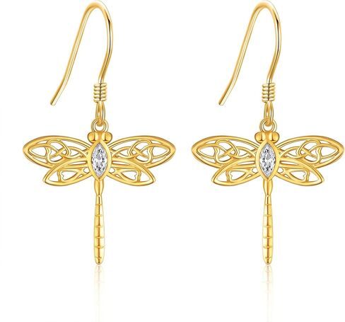 14k Yellow Gold Tree Of Life/Paw Print/Filigree/Dragonfly Earrings Soild Gold Jewelry Gifts For Women, Christmas Mother's day Gift in Saudi Arabia