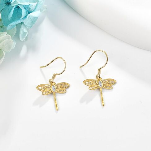 14k Yellow Gold Tree Of Life/Paw Print/Filigree/Dragonfly Earrings Soild Gold Jewelry Gifts For Women, Christmas Mother's day Gift in Saudi Arabia