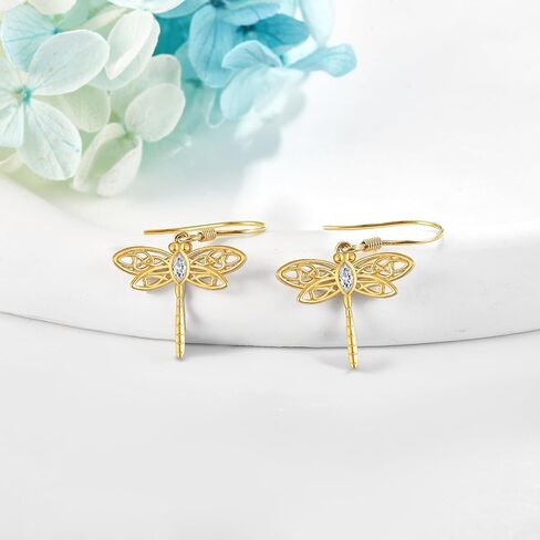 14k Yellow Gold Tree Of Life/Paw Print/Filigree/Dragonfly Earrings Soild Gold Jewelry Gifts For Women, Christmas Mother's day Gift in Saudi Arabia