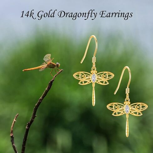 14k Yellow Gold Tree Of Life/Paw Print/Filigree/Dragonfly Earrings Soild Gold Jewelry Gifts For Women, Christmas Mother's day Gift in Saudi Arabia