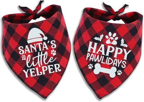 Christmas Dog Cat Bandana, Holiday Bib Santa Claus and Snowflake Pattern for Large Medium Small Puppies Pets in Saudi Arabia