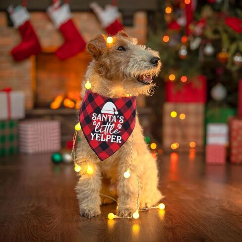 Christmas Dog Cat Bandana, Holiday Bib Santa Claus and Snowflake Pattern for Large Medium Small Puppies Pets in Saudi Arabia