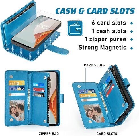 Phone Case for OnePlus Nord N100 Zipper Wallet Magnetic Detachable Cell Cover with Screen Protector Crossbody Lanyard Strap Flip Card Holder Slot One Plus N 100 4G 1 Plus 1plus One+ 1+ 100N Gray in Saudi Arabia