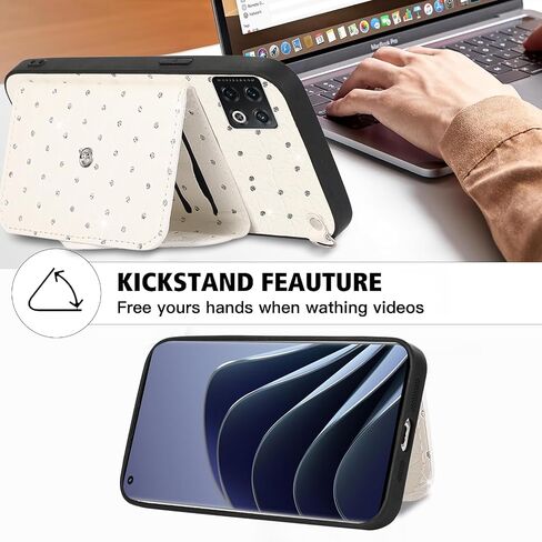 Phone Case for OnePlus 10 Pro One Plus 10Pro 5G Wallet Cover with Crossbody Shoulder Strap Stand Leather Card Holder Credit Pocket Cell Accessories On 1Plus 1 + Plus10 1+ Pro Ten Girls White in Saudi Arabia