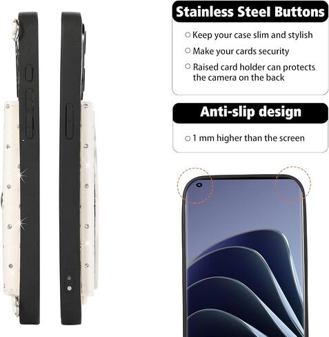 Phone Case for OnePlus 10 Pro One Plus 10Pro 5G Wallet Cover with Crossbody Shoulder Strap Stand Leather Card Holder Credit Pocket Cell Accessories On 1Plus 1 + Plus10 1+ Pro Ten Girls White in Saudi Arabia