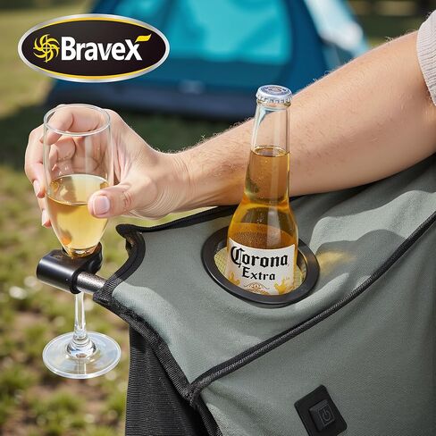 كرسي تخييم مزدوج مُدفأ، كرسي تخييم مُدفأ كرسي قابل للطي لشخصين مع بطاريتين بقدرة 20000 مللي أمبير في الساعة، كرسي محمول مُدفأ للرياضات الخارجية يصل إلى 550 رطل (مع حامل زجاج نبيذ وحامل أكواب) in Kuwait