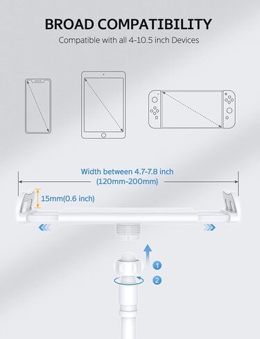 حامل هاتف SHAWE Gooseneck، حامل تابلت مرن للسرير، حامل ذراع كسول قابل للتعديل 360 درجة لجهاز iPad Air Pro mini، Samsung Galaxy Tabs، iPhone، Switch، 4.0~10.5 بوصة (أسود) in Kuwait