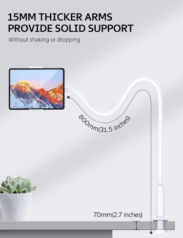 حامل هاتف SHAWE Gooseneck، حامل تابلت مرن للسرير، حامل ذراع كسول قابل للتعديل 360 درجة لجهاز iPad Air Pro mini، Samsung Galaxy Tabs، iPhone، Switch، 4.0~10.5 بوصة (أسود) in Kuwait