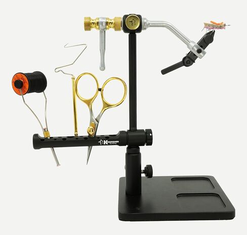 مجموعة Kingfisher Fly Tying Bitterroot True Rotary Fly Tying Vise الفاخرة، مع أدوات in Saudi Arabia