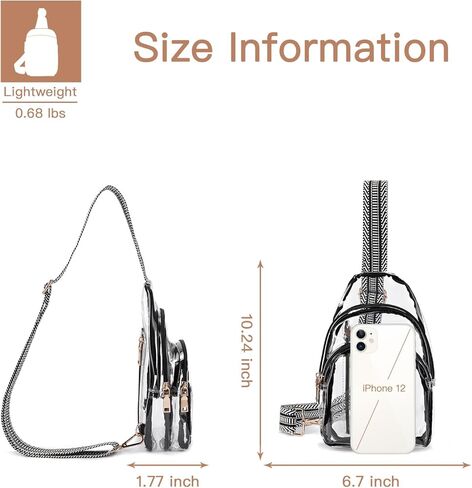 Telena Clear Fanny Pack Stadium Approved Clear Sling Bag Crossbody bag Purses for Women Transparent Waist Bag with Adjustable Strap Clear Brown in Kuwait
