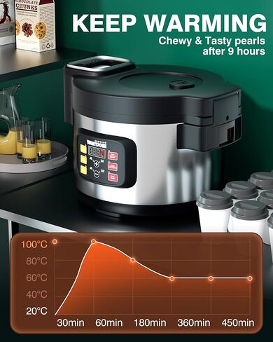 WantJoin 12L Boba Cooker Boba Maker Machine التجارية للؤلؤ التابيوكا، صانع الفقاعات التجارية لشاي الفقاعات، مناسب للمطاعم، ومتاجر شاي الحليب، ومتاجر الحلوى، وبارات الصالة، 1850 وات in Kuwait