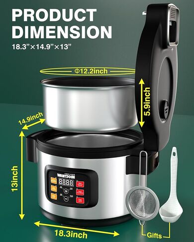 WantJoin 12L Boba Cooker Boba Maker Machine التجارية للؤلؤ التابيوكا، صانع الفقاعات التجارية لشاي الفقاعات، مناسب للمطاعم، ومتاجر شاي الحليب، ومتاجر الحلوى، وبارات الصالة، 1850 وات in Kuwait