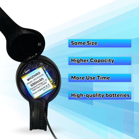 بطارية بديلة 680 مللي أمبير في الساعة AEC353535 لسماعات Beats by Dr Dre Beats Solo3 Solo2 اللاسلكية، بطارية عالية السعة 3.7 فولت in Kuwait