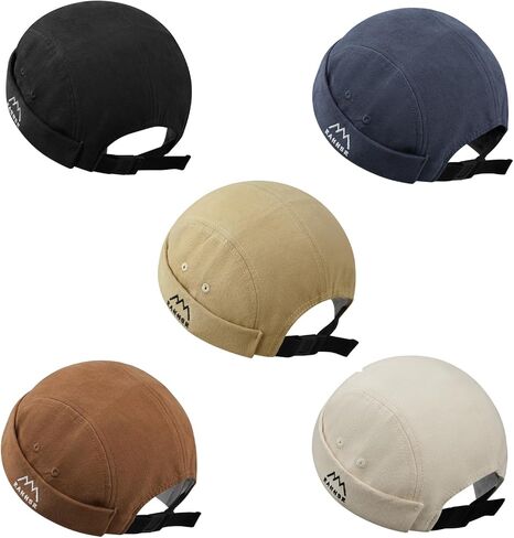 5 Panels Brimless Skullcap Rolled Cuff Retro Beanie Hat Street Casual Docker Hats Fashion Hip Hop Hats for Men Women in Kuwait