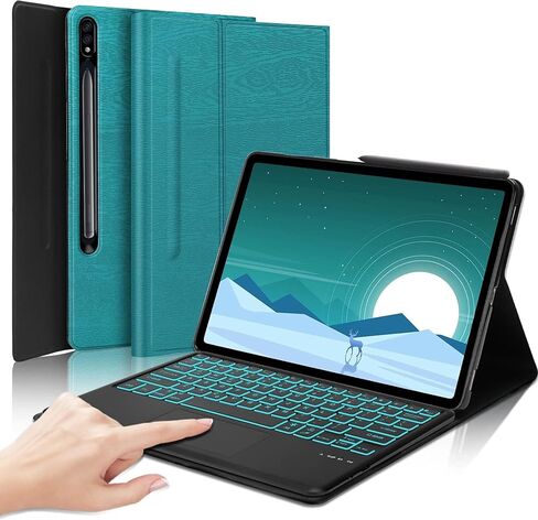 Tablet Keyboard Case for Galaxy Tab S7 FE(5G) 2021 / S8 Plus 2022 - Backlight Detachable Bluetooth Keyboard with Touchpad, Smart Protective Folio Case withSPenHolder for Galaxy Tab S7 Plus,Blue in Saudi Arabia