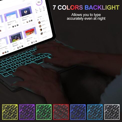 Tablet Keyboard Case for Galaxy Tab S7 FE(5G) 2021 / S8 Plus 2022 - Backlight Detachable Bluetooth Keyboard with Touchpad, Smart Protective Folio Case withSPenHolder for Galaxy Tab S7 Plus,Blue in Saudi Arabia