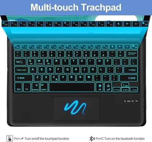 Tablet Keyboard Case for Galaxy Tab S7 FE(5G) 2021 / S8 Plus 2022 - Backlight Detachable Bluetooth Keyboard with Touchpad, Smart Protective Folio Case withSPenHolder for Galaxy Tab S7 Plus,Blue in Saudi Arabia