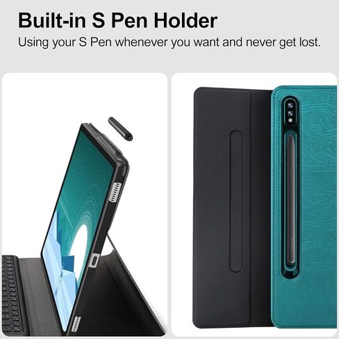 Tablet Keyboard Case for Galaxy Tab S7 FE(5G) 2021 / S8 Plus 2022 - Backlight Detachable Bluetooth Keyboard with Touchpad, Smart Protective Folio Case withSPenHolder for Galaxy Tab S7 Plus,Blue in Saudi Arabia