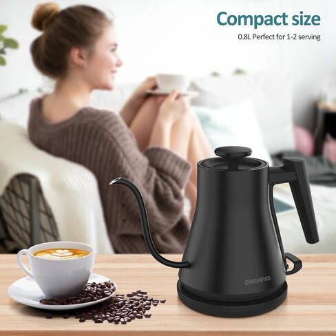 Electric Gooseneck Kettle, Pour-Over Coffee & Tea Kettle Water Boiler, Ultra Fast Heating Electric Kettles With 1000 Watts, 27oz/0.8L Stainless Steel BPA-Free Interior, Black in Saudi Arabia